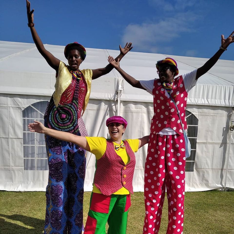 Stilt Walkers and Clown